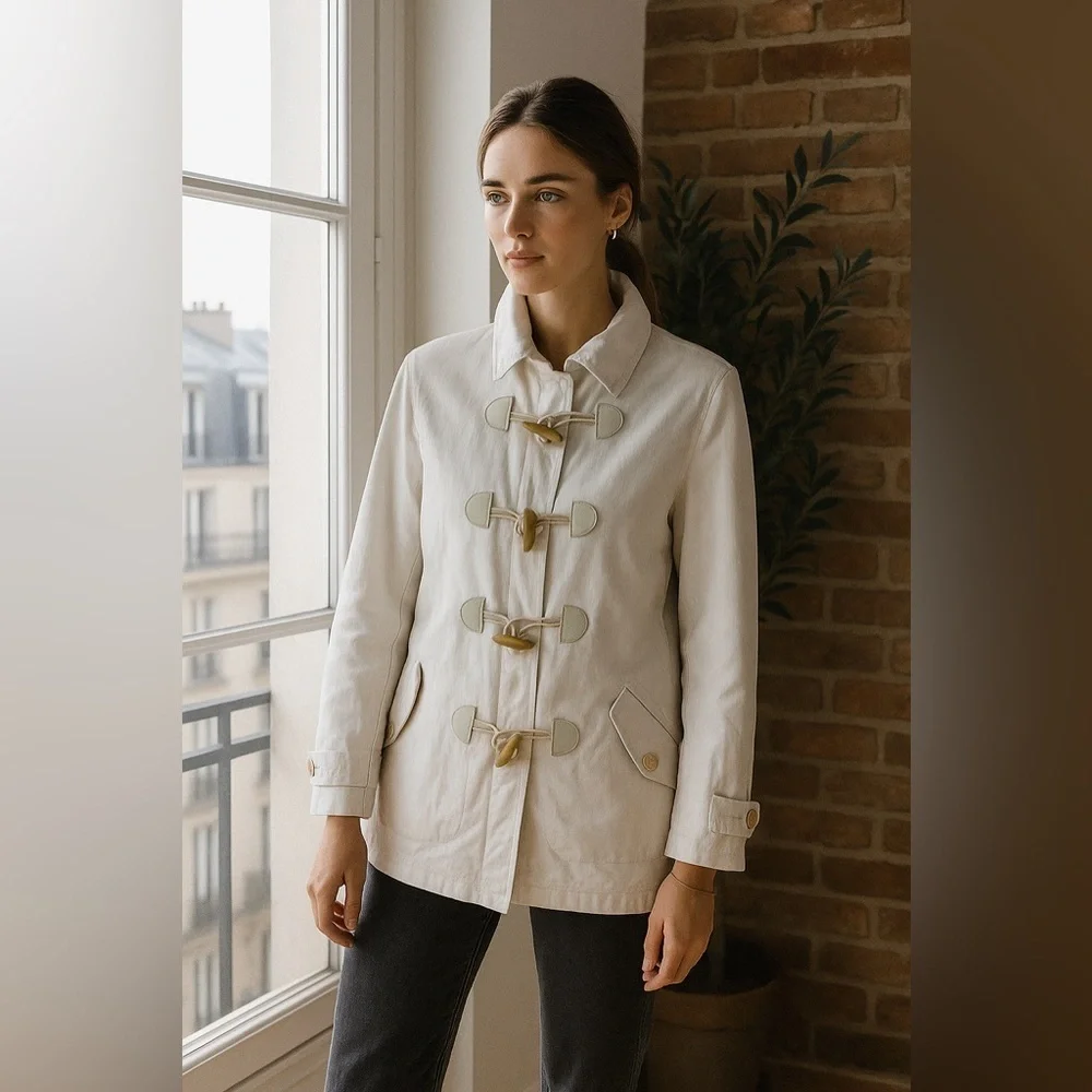 Lauren Ralph Lauren Jeans Company Corduroy Jacket Womens in Ivory Zip Toggle M - Picture 1 of 12